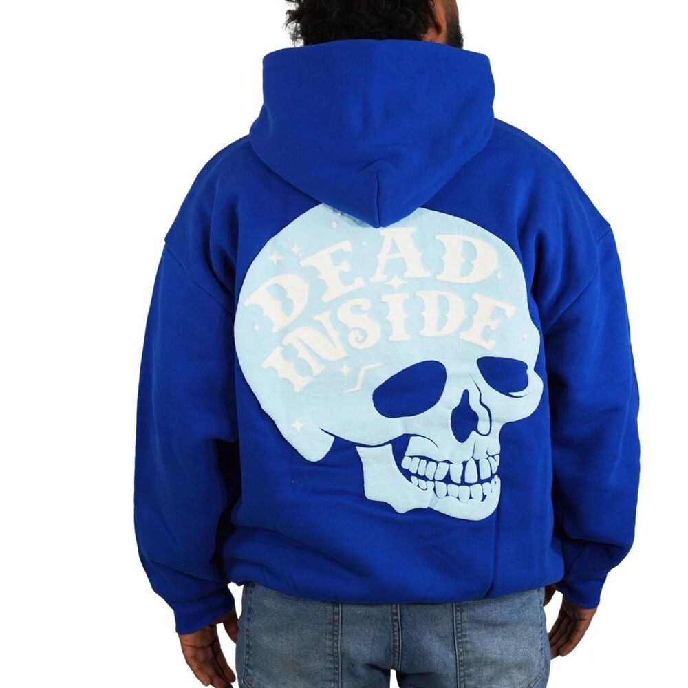 Dead Inside OG Oversized Men's Hoodie Skull Graphic Printed Cotton Blue M 291292